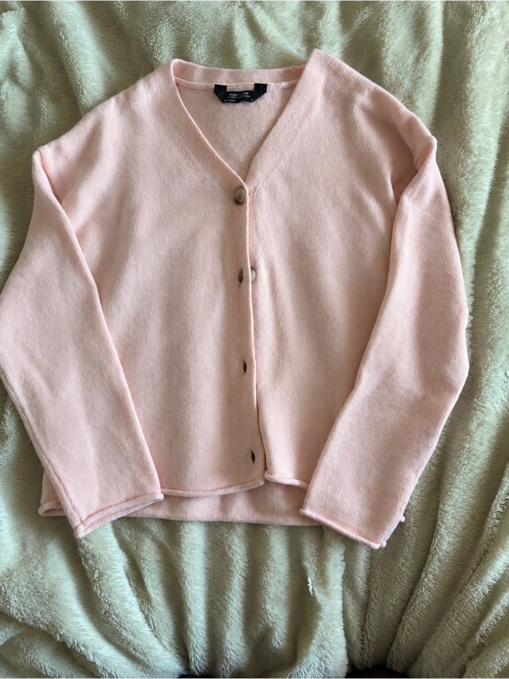 Light Pink Women's V-Neck Button Cardigan